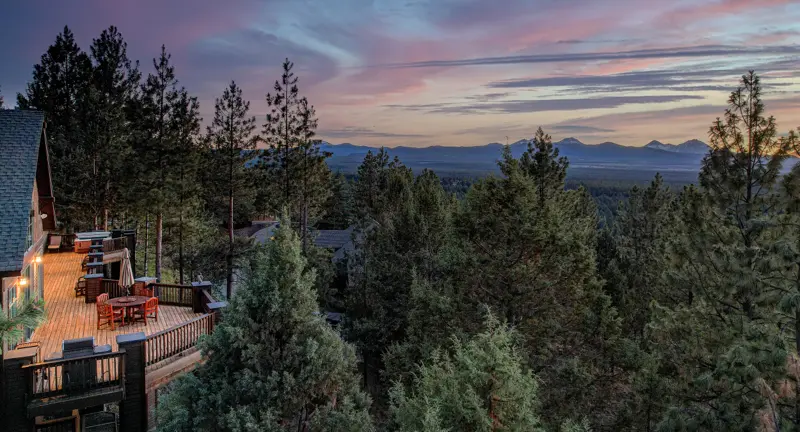 Living room with mountain views — real estate photography Bend OR
