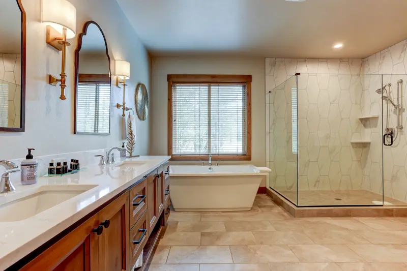 Great room with fireplace — real estate photography Bend Oregon